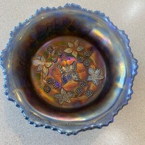Damaged vintage glass. Iridescent Bowl. Great option for jewelry making.